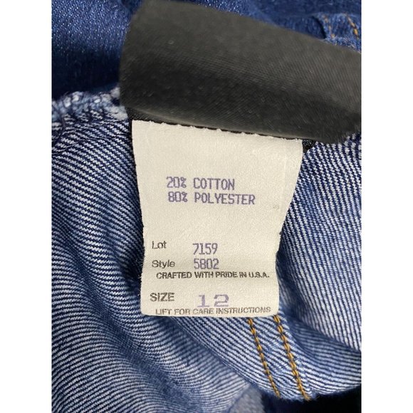 VTG Kemington Express Magic Fit Dark Wash Elastic Waist Long Blue Jean Skirt 12 - Picture 8 of 9